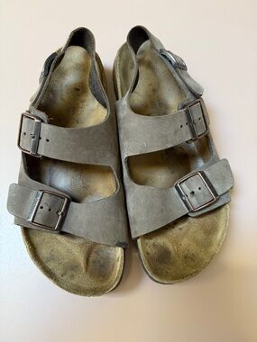 Women’s Double-Strap Suede Sandals - Gray